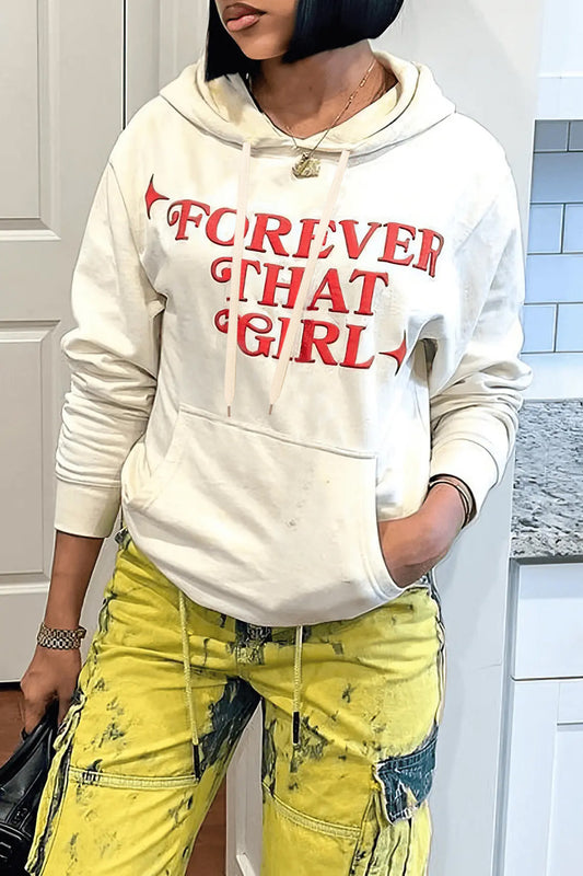 Damen lässiger Kapuzenpullover mit inspirierendem Schriftzug Stalluxe