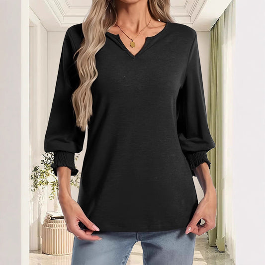 Damen lässiges Blusenshirt mit elastischen Ärmelbündchen Stalluxe
