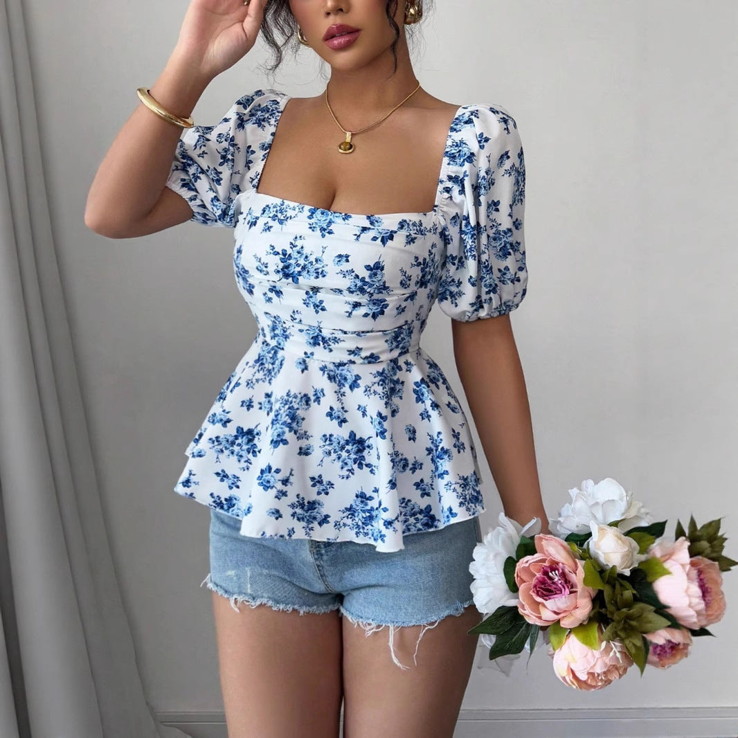 Damen Bluse mit Volant und floralem Design Stalluxe