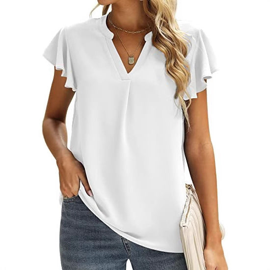 Damen Bluse mit Rüschendetails und V-Ausschnitt Stalluxe