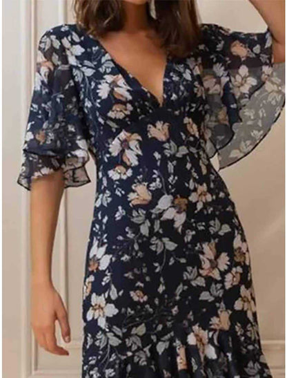 Damen Maxikleid mit voluminösen Ärmeln und floralem Design Stalluxe