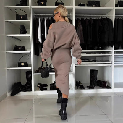 Damen legeres Sweatkleid mit asymmetrischem Saum und luftigen Ärmeln Stalluxe