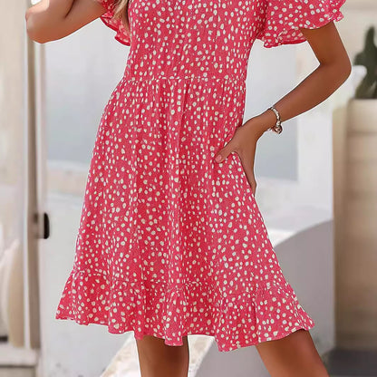 Damen lässiges Freizeitkleid mit fließendem Schnitt und Rüschensaum Stalluxe
