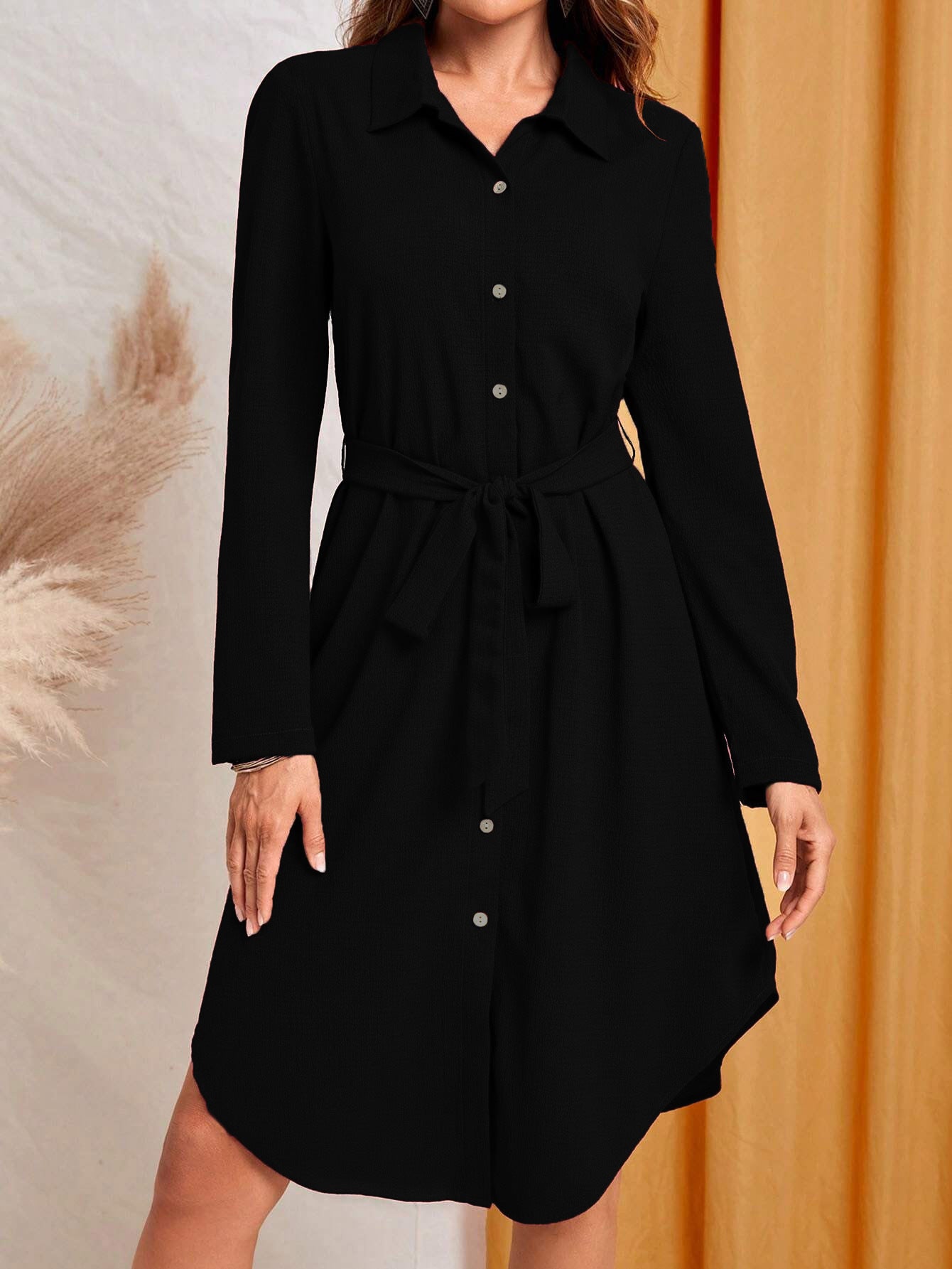 Damen Hemdblusenkleid Stalluxe Schwarz