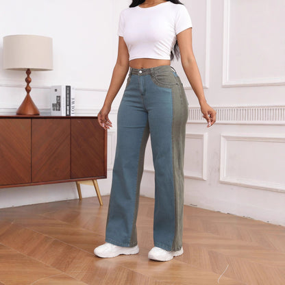 Damen weite Denim-Jeans mit farblich abgestimmtem Seiteneinsatz Stalluxe