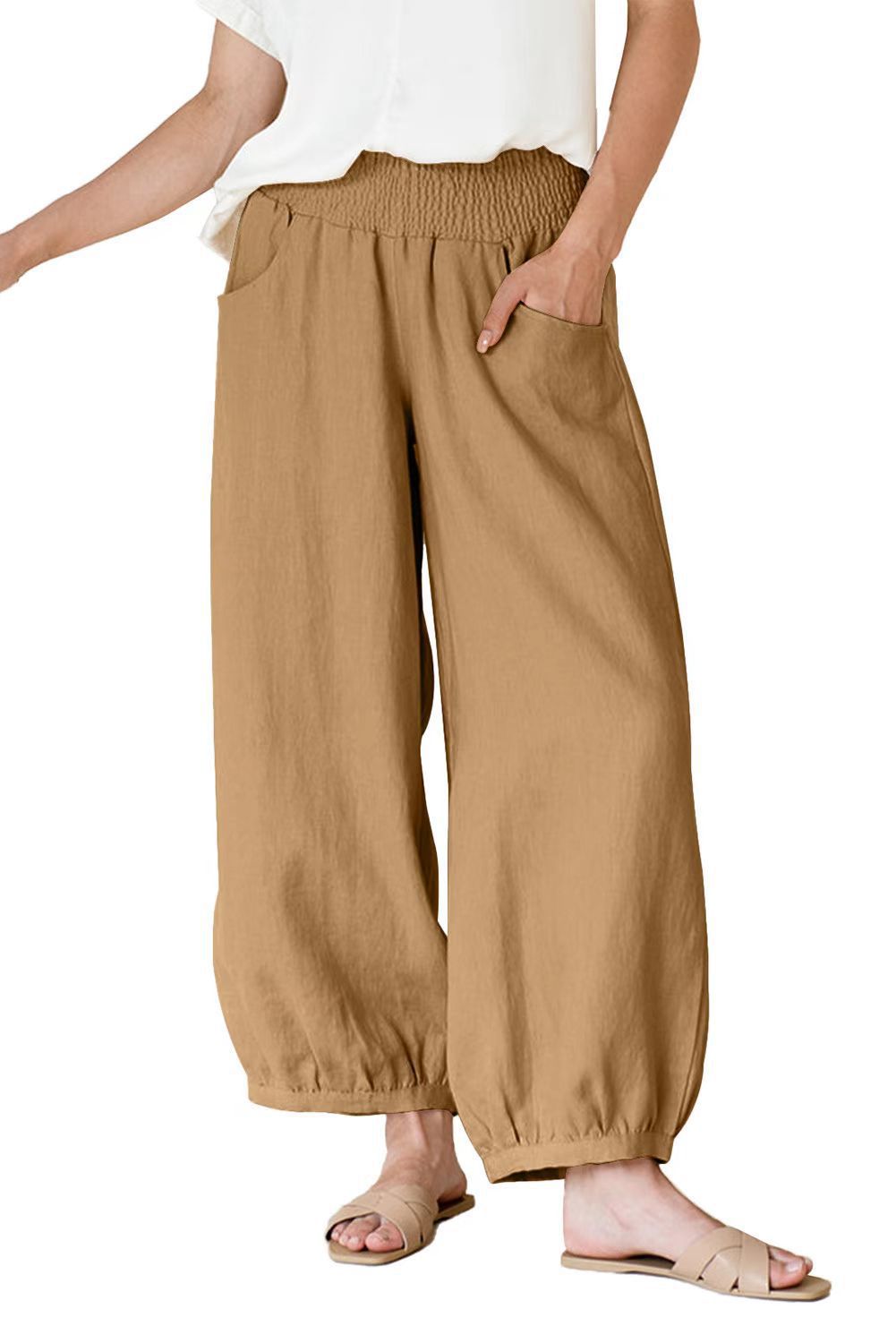 Damen weite Hose mit elastischem Bund und praktischen Seitentaschen Stalluxe