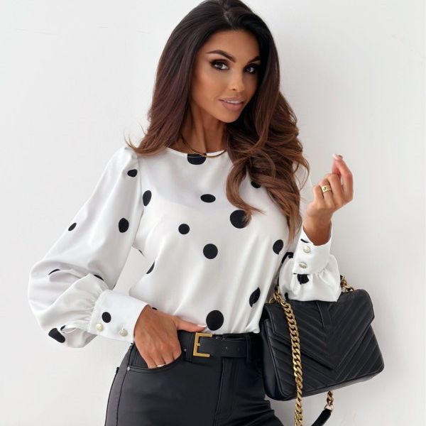 Damen Bluse mit Puffärmeln und Punkten Stalluxe