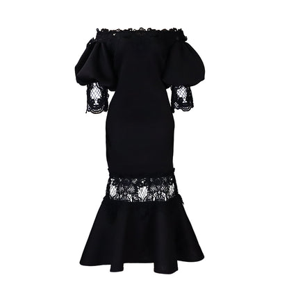 Damen Elegantes Off-Shoulder-Kleid mit Spitzendetails Stalluxe