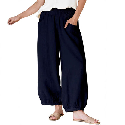 Damen weite Hose mit elastischem Bund und praktischen Seitentaschen Stalluxe