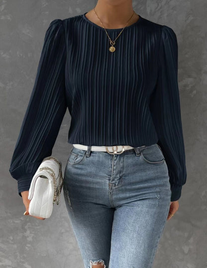 Damen Faltenbluse mit langen Ärmeln Stalluxe