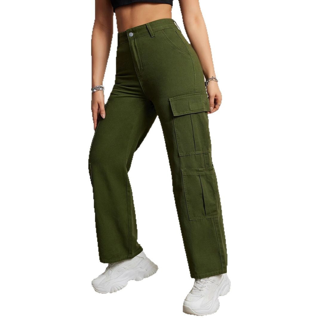 Damen Cargo-Hosen mit hohem Bund und praktischen Taschen Stalluxe