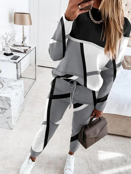 Damen modisches Sportanzug-Set mit grafischem Design Stalluxe