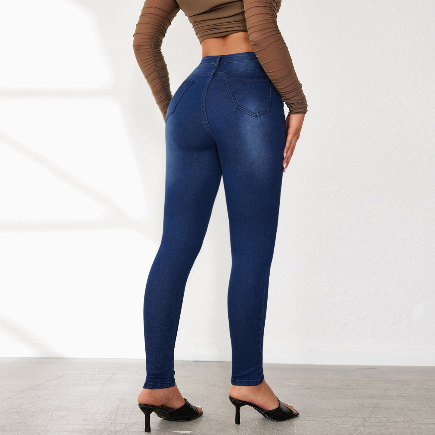 Damen Slim Fit Jeans im hochtaillierten Design mit elastischem Bund Stalluxe