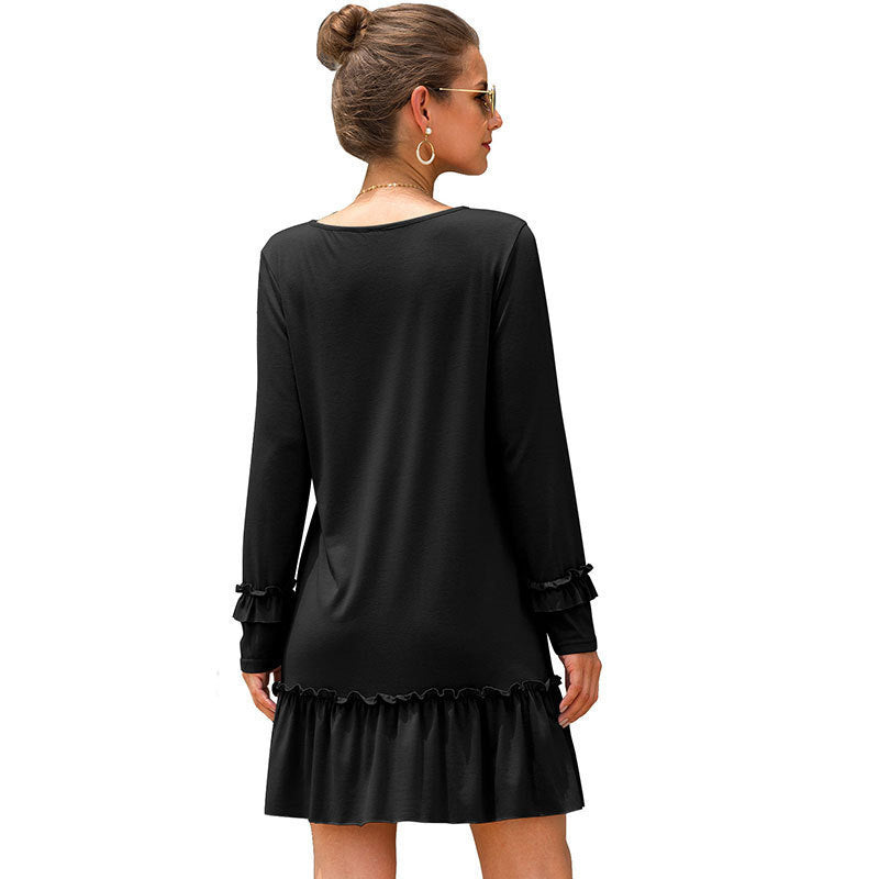 Damen Minikleid mit V-Ausschnitt und Rüschenärmel Stalluxe