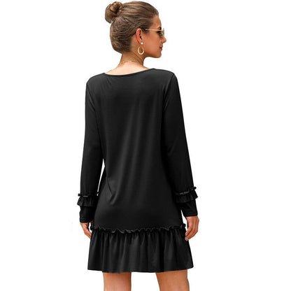 Damen Minikleid mit V-Ausschnitt und Rüschenärmel Stalluxe