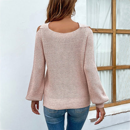 Damen Rundhalspullover mit asymmetrischem Schulterdesign und dekorativem Schlitz Stalluxe