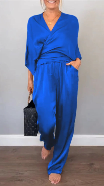 Damen elegantes und bequemes Satin-Hosenanzug Stalluxe