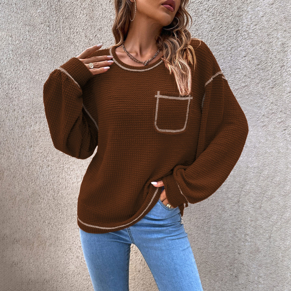 Damen lässiger Pullover mit modischen Puffärmeln Stalluxe