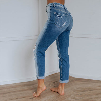 Damen Hoch geschnittene Destroyed Jeans im lässigen Vintage-Stil Stalluxe