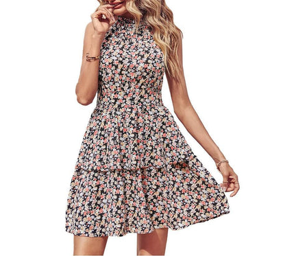 Damen Sommerliches Kleid mit fließendem Rock und floralem Design Stalluxe