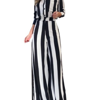 Damen Eleganter Jumpsuit mit vertikalen Streifen und Taschen Stalluxe