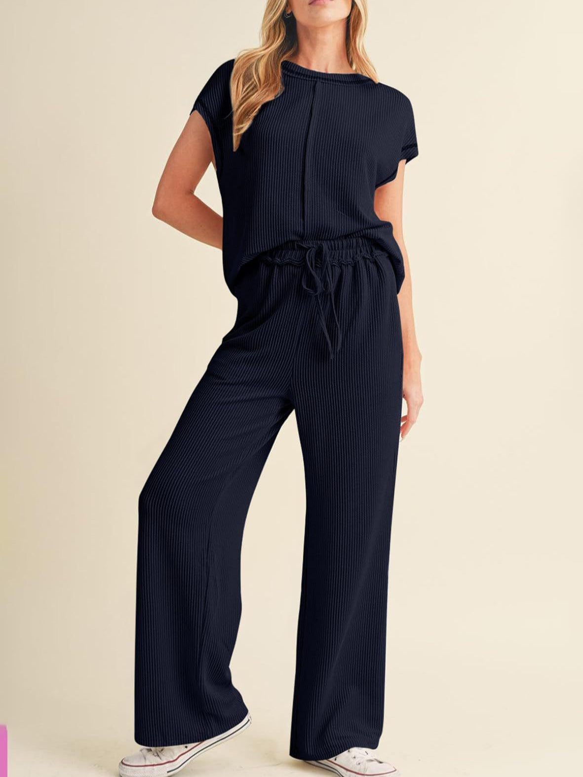 Damen Bequemer Jumpsuit mit weitem Bein und elastischem Bund Stalluxe