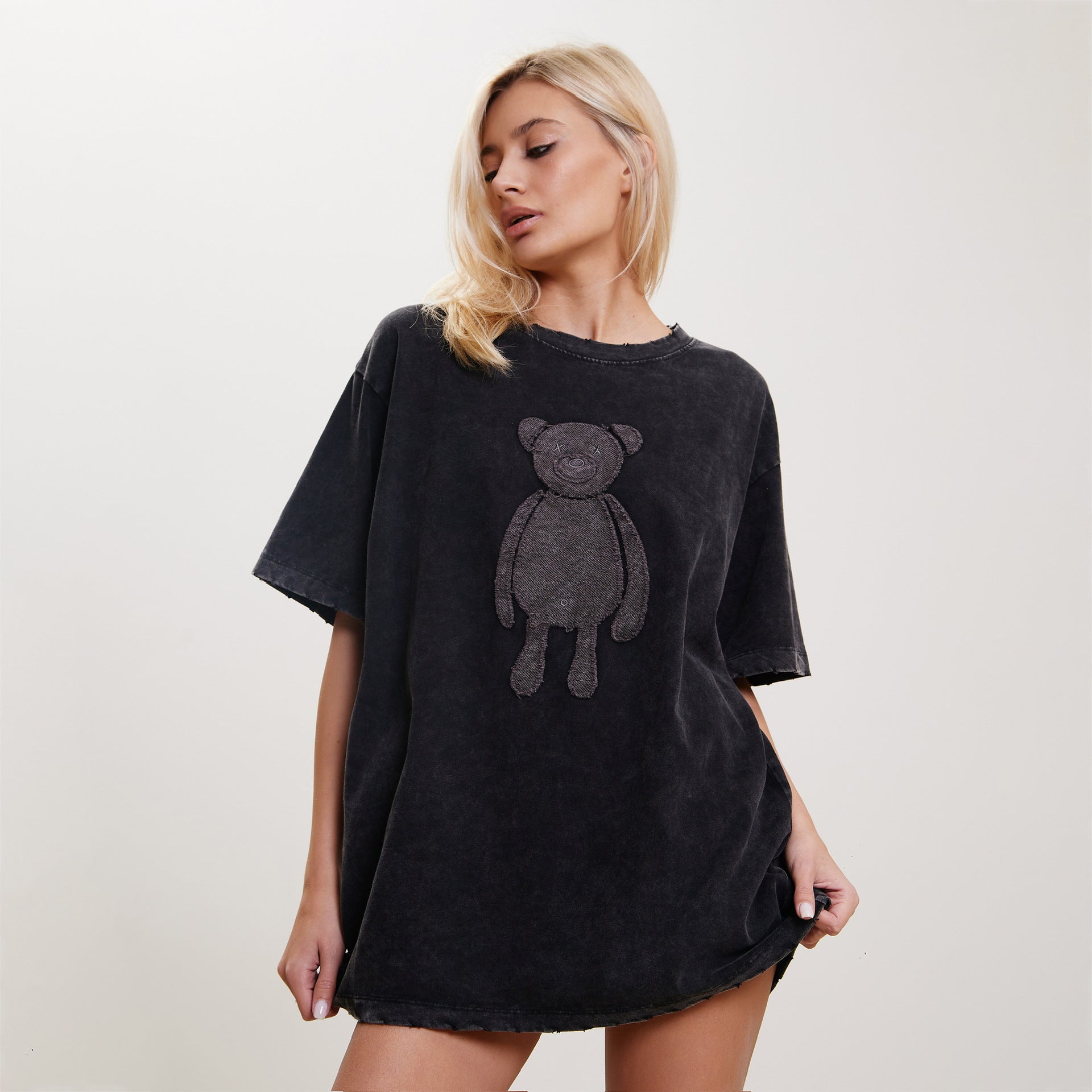 Damen Oversized T-Shirt mit kreativem Bärenmotiv Stalluxe