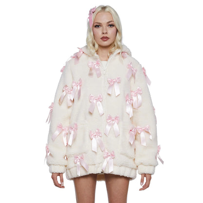 Damen Fleecejacke mit aufwendigen Satinschleifen Stalluxe