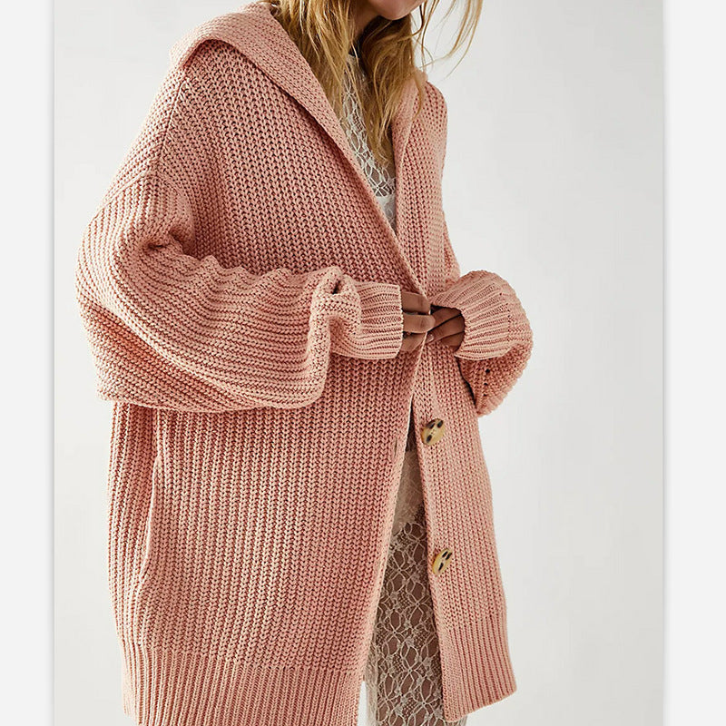 Damen Grobstrickjacke mit weiten Ärmeln und Kapuze Stalluxe
