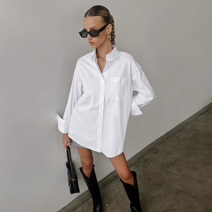 Damen Oversized Hemdbluse aus hochwertiger Baumwolle Stalluxe