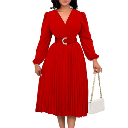 Damen Wickelkleid mit eleganten Falten und tailliertem Gürtel Stalluxe
