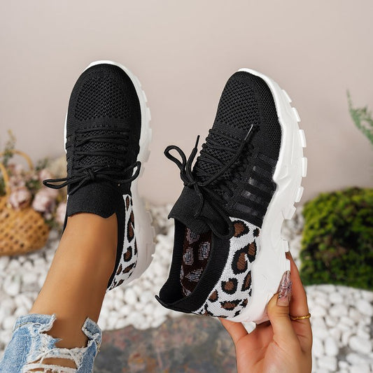 Damen Sportliche Sneaker mit luftiger Mesh-Oberfläche und trendigem Leopardenmuster Stalluxe