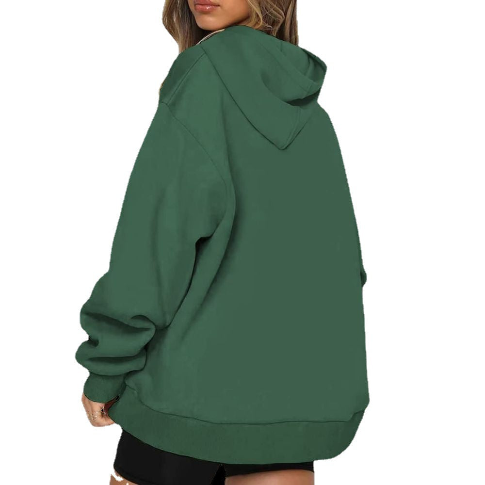 Damen Oversize Kapuzenpullover mit halbem Reißverschluss Stalluxe