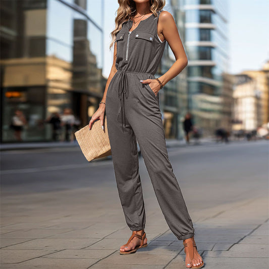 Damen Jumpsuit mit funktionalen Taschen und modischem Reißverschluss Stalluxe