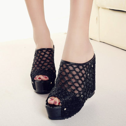 Damen Plateau-Mules mit modischem Schleifen-Design und funkelnden Akzenten Stalluxe