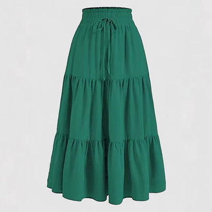 Damen Maxi-Rock mit elastischem Bund und Stufen-Design Stalluxe
