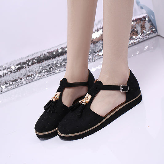 Damen elegante Ballerinas mit modischem Quastendetail und verstellbarem Riemen Stalluxe