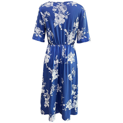 Damen Midikleid mit floralem Muster und elastischem Taillenzug Stalluxe