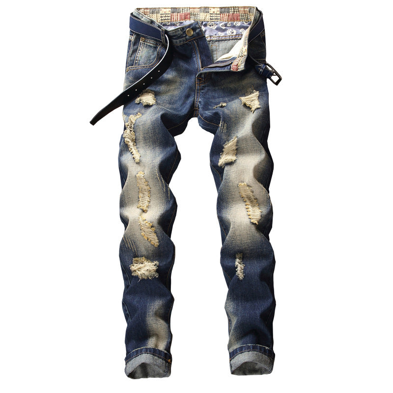 Herren Slim Fit Jeans im Used-Look mit trendigen Zerstörungsdetails Stalluxe