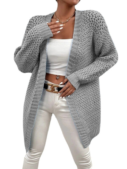 Damen Strickjacke mit offenem Schnitt und luxuriösem Texturmuster Stalluxe