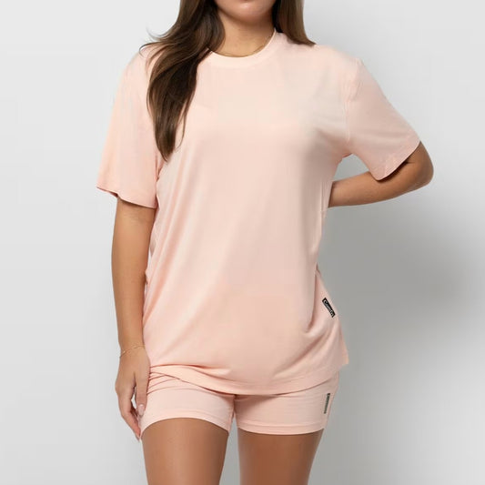 Damen lässiges Set mit oversized T-Shirt und Shorts Stalluxe