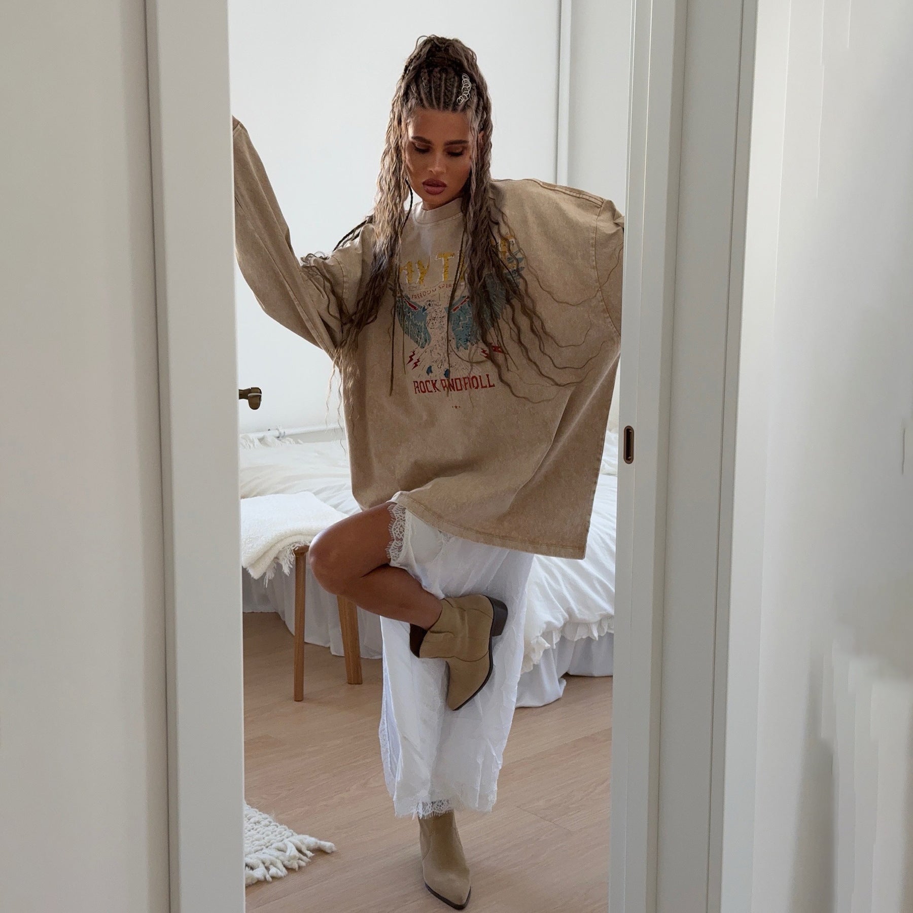 Damen Oversized Sweatshirt mit grafischem Print und lässigem Schnitt Stalluxe