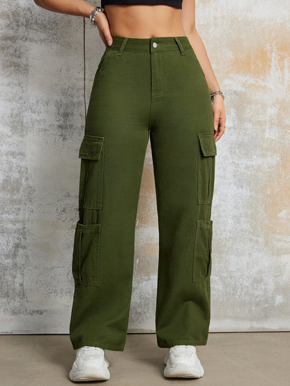 Damen Cargo-Hosen mit hohem Bund und praktischen Taschen Stalluxe