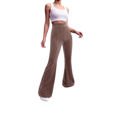 Damen Elegante und bequeme Samthose mit vertikalen Streifen Stalluxe