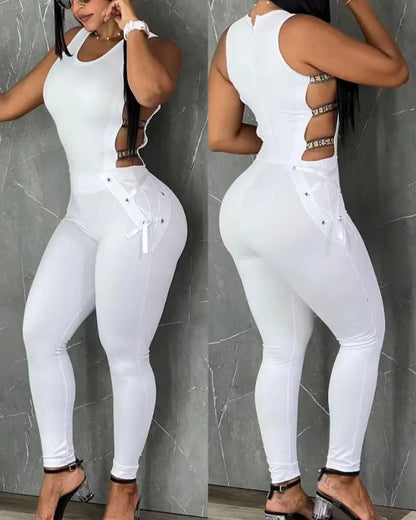 Damen Bodycon Jumpsuit mit Cut-Out-Details und modischem Gürtel Stalluxe