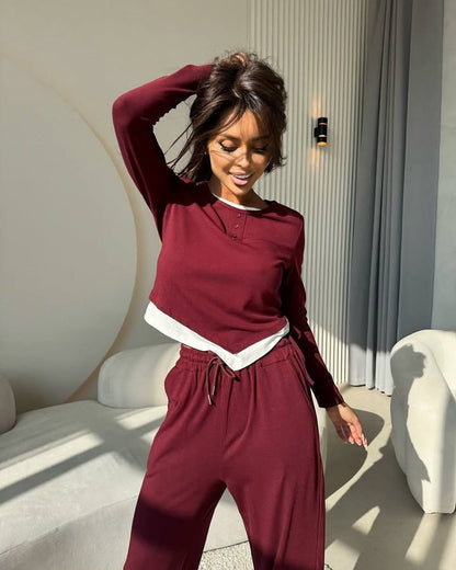 Damen lässiger Pyjama-Anzug aus atmungsaktivem Material Stalluxe