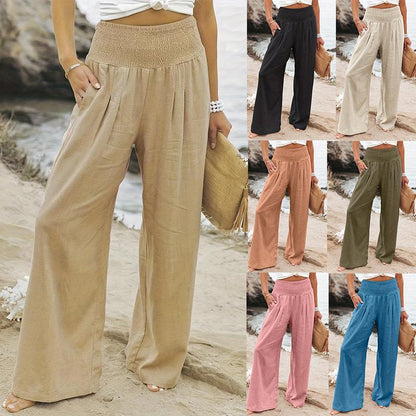 Damen weite Sommerhose mit elastischem Taillenbund und bequemen Taschen Stalluxe