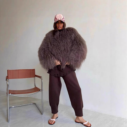 Damen Fleece-Überzieher im trendigen Bouclé-Stil Stalluxe