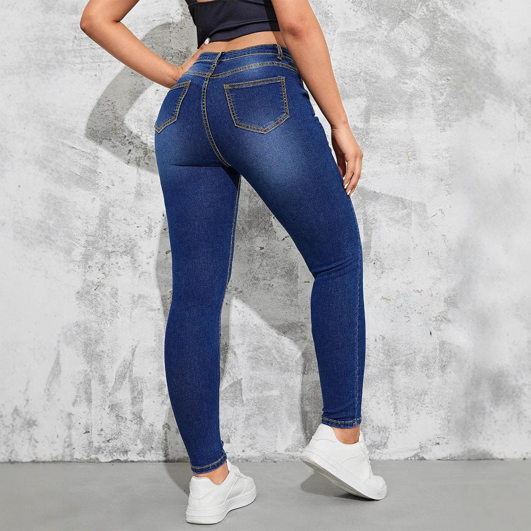 Damen Hochtaillierte Skinny Jeans mit elastischem Komfort und Nähteffekten Stalluxe