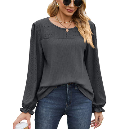 Damen Oberteil mit strukturiertem Design und eleganten Puffärmeln Stalluxe
